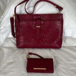Brahmin Red Crocodile-Embossed Crossbody Bag
